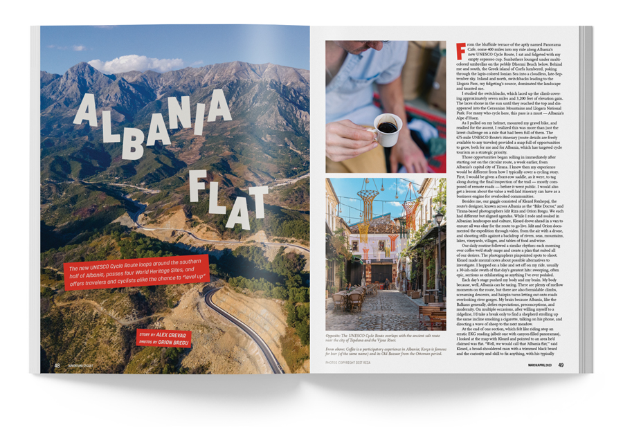 Adventure cyclist feature story spread
