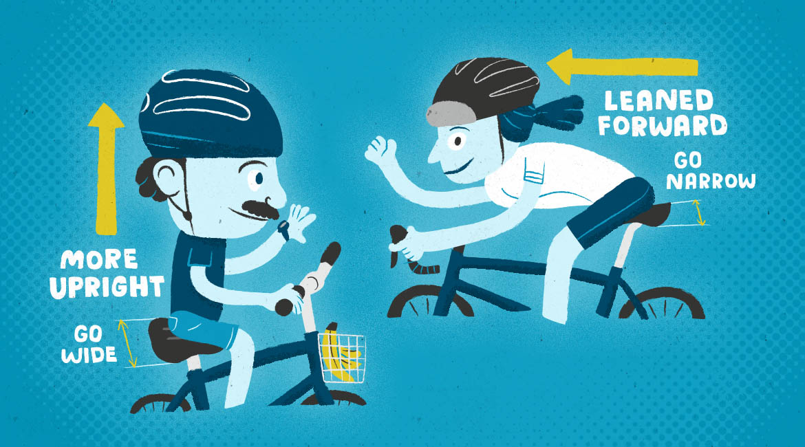 Bike saddle width illustration by Daniel Mrgan